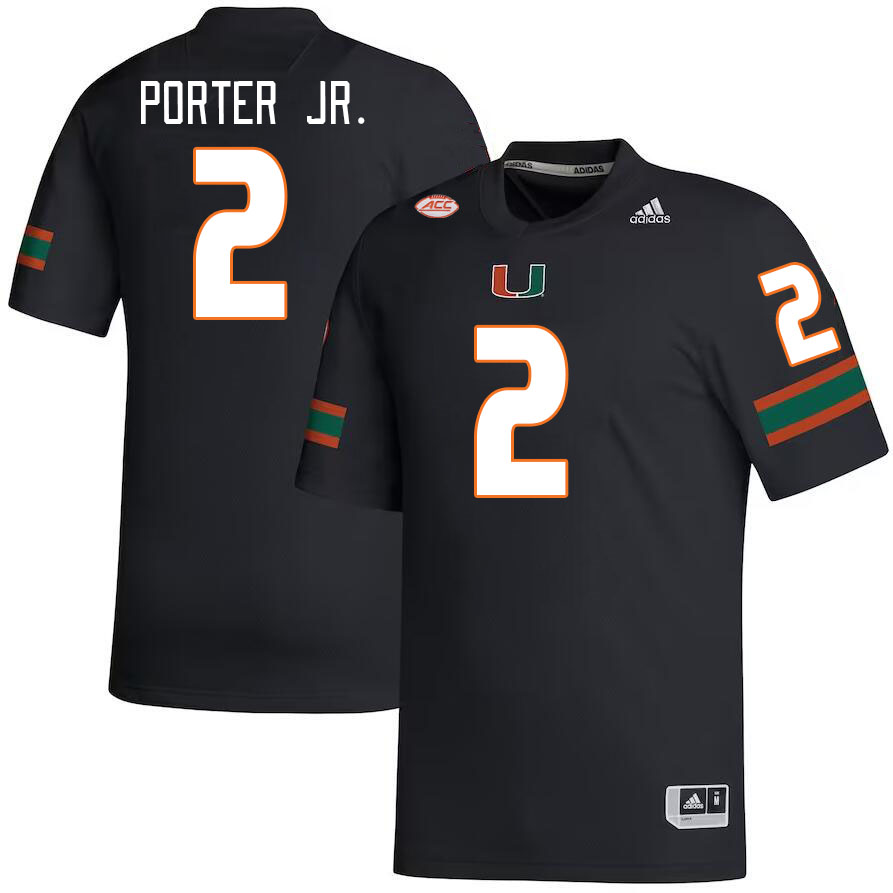 Men #2 Daryl Porter Jr. Miami Hurricanes College Football Jerseys Stitched-Black
